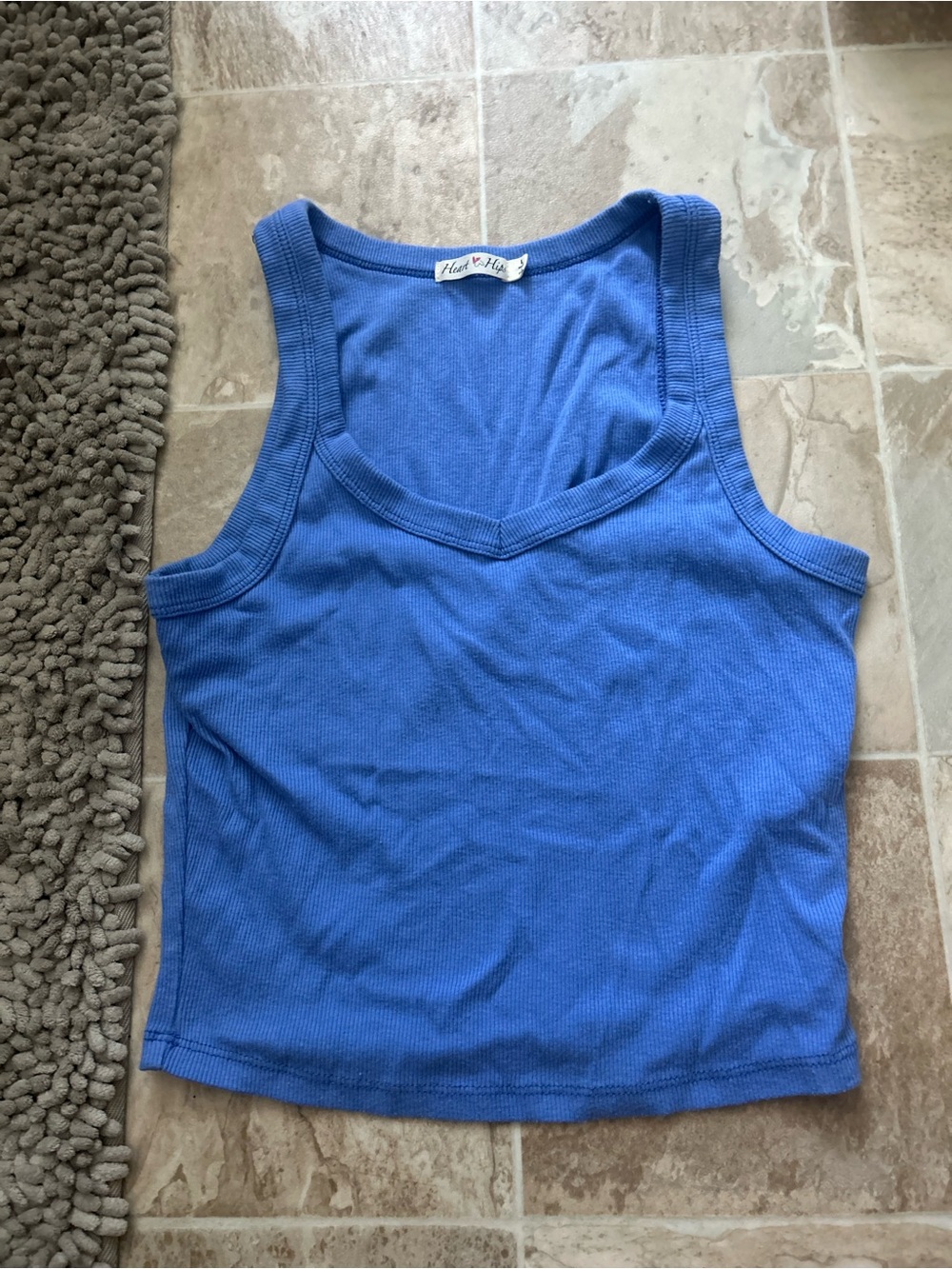 Tilly's Blue Ribbed Scoop Neck Tank Top